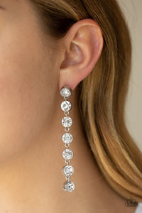 Dazzling Debonair - White Earrings